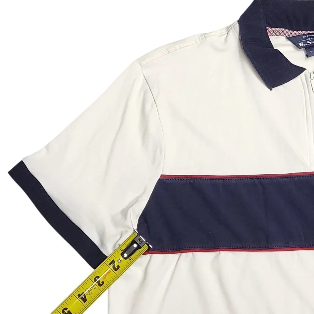 Ben Sherman Men's Short Sleeve Color-block White Polo Shirt , M‎